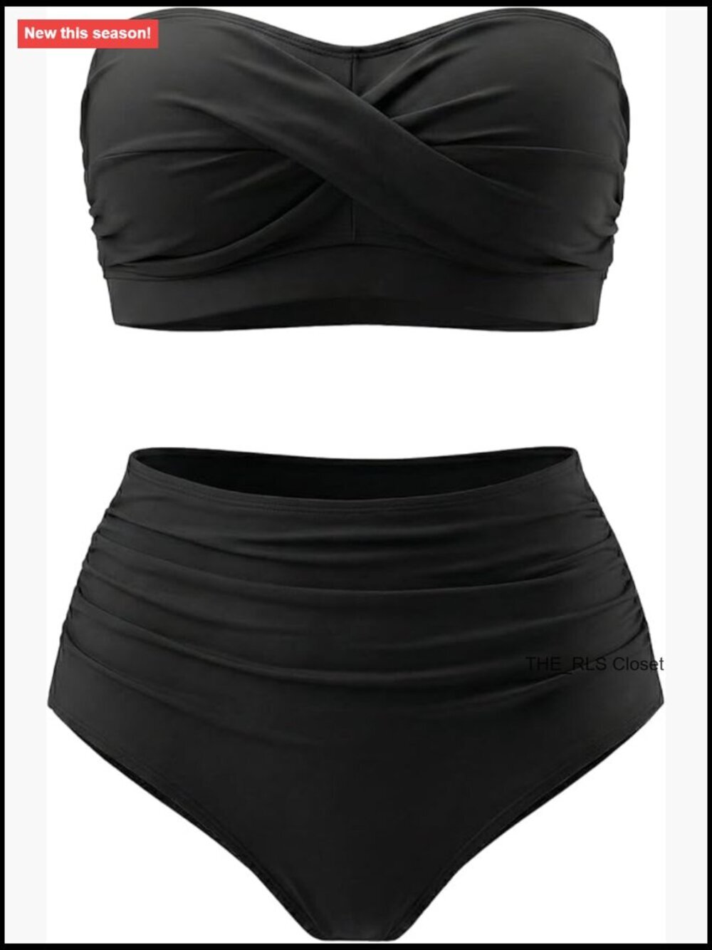 Plus Size Two Piece High Waisted Bandeau Bikini Tummy Control Swimwear Set